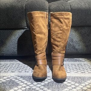 Comfortview Brown Over the Knee Boots
